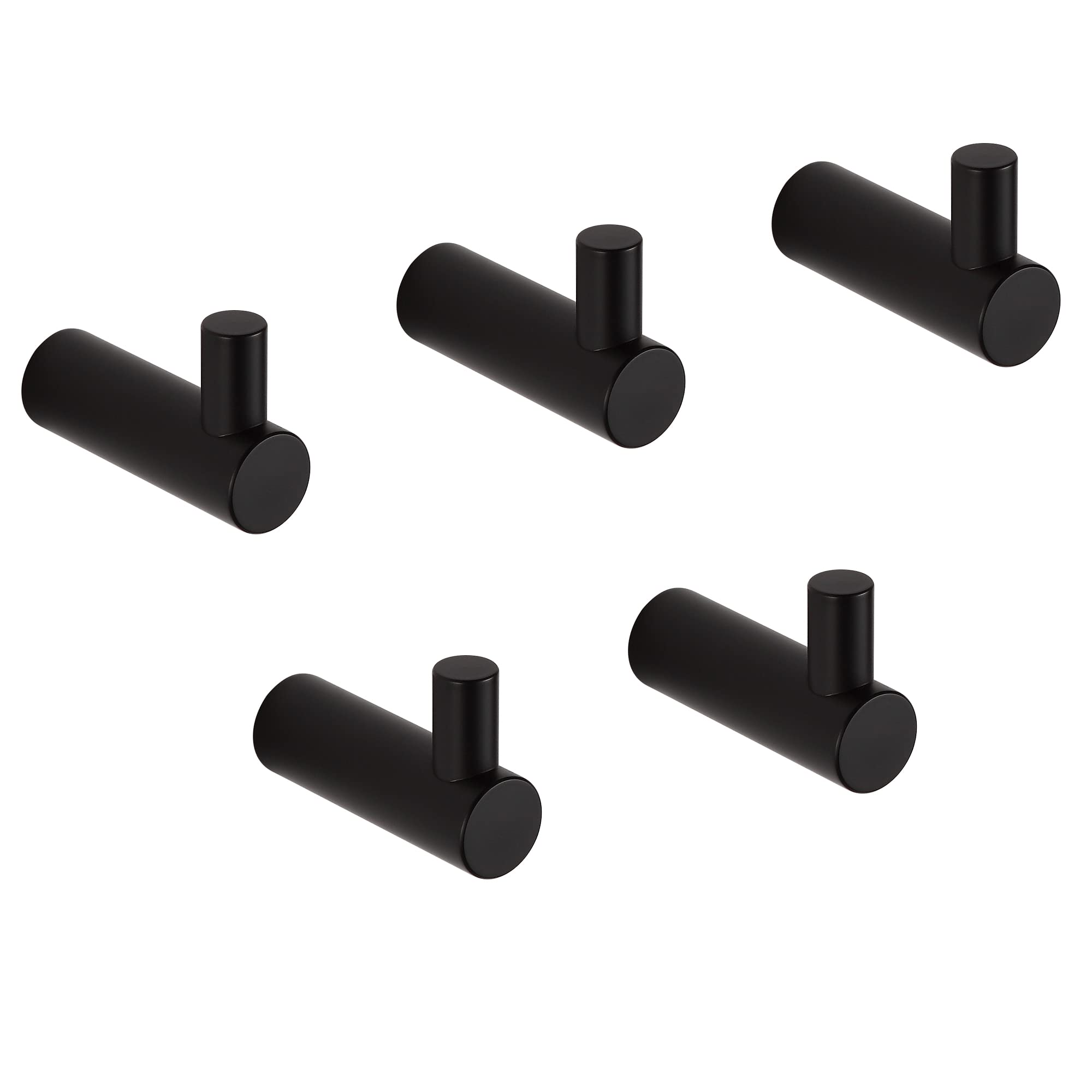 BVL Black Towel Hooks, 5 Packs Coat Hooks Heavy Duty, 304 Stainless Steel Wall Hooks Bathroom Hooks — image 1