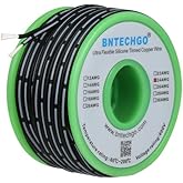 BNTECHGO 24 Gauge Silicone Ribbon Cable Flexible 2P Black 25 ft Flat Cable 24 AWG Stranded Tinned Copper Wire