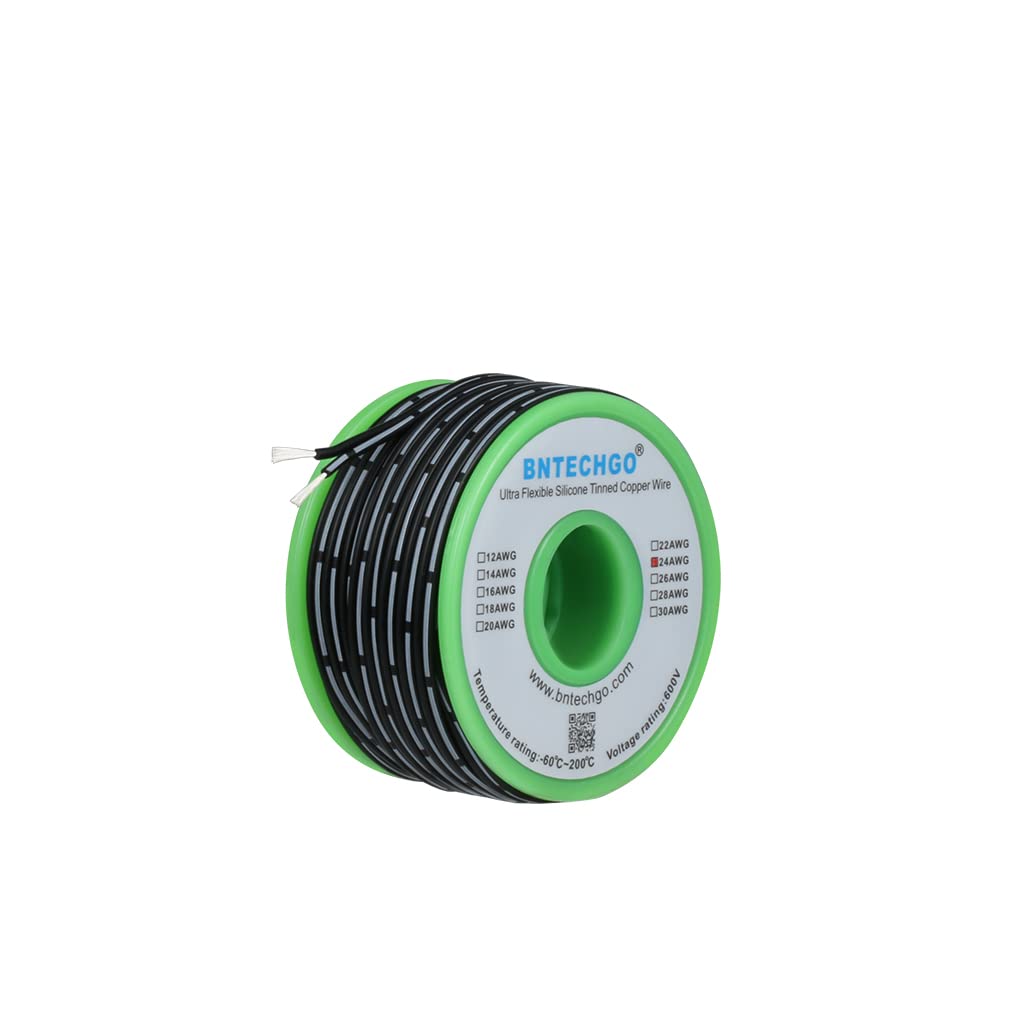 BNTECHGO 24 Gauge Silicone Ribbon Cable Flexible 2P