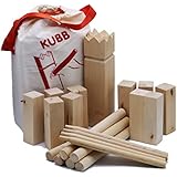 AfterGen Kubb Viking Chess Lawn Game All Wood Back Yard Games Kubb Game Premium Set Beach Games