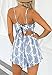 JOYEBUY Women Flower Print Summer Beach Romper Sexy Strap Backless Jumpsuit (Small, Blue)