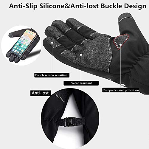Winter Warm Gloves Touch Screen Driving Gloves Water Resistant Windproof Cold Weather Sports Gloves for Running Cycling Outdoor Hiking Skiing Best Gifts for Men and Women+3 Mouth Masks (L, Black)
