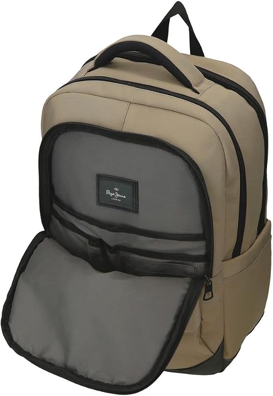 Waltford Mochila para Portátil 15,6 Pulgadas Beige 30x42x14,5 cms Poliéster con Detalles en Piel Sintética 18,27L by Joumma Bags