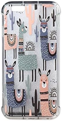 Ftonglogy Cute Llama Cactus Clear Flower Pattern Design for Girls Women Phone Case Cover for iPhone 6/6s