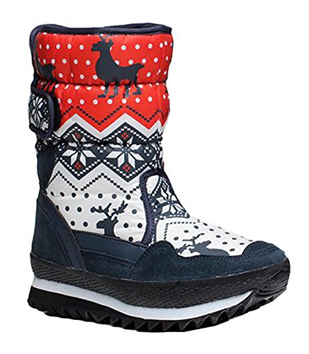 CHFSO Women's Stylish Waterproof Faux Fur Lined Hook-and-loop Mid Calf Low Heel Winter Warm Snow Boots Blue 6.5 B(M) US CHFSO Women's Stylish Waterproof Faux Fur Lined Hook-and-loop Mid Calf Low Heel Winter Warm Snow Boots Blue 6.5 B(M) US