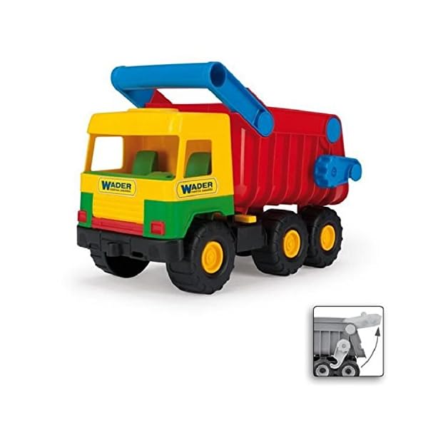Wader 32051 - Middle Truck Kipper mit arretierbarer Mulde, gelb, Spielzeugauto ab 12 Monaten, ca. 43 cm, ideal als Geschenk zum Geburtstag, zu Ostern oder Weihnachten zum phantasie Bunt – Bild 3