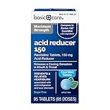 Basic Care Maximum Strength Acid Reducer 150, Cool Mint Tablets, 95 Count
