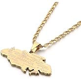 BR Gold Jewelry Stainless Steel Map of Jamaica With City Pendant Necklaces for Women
