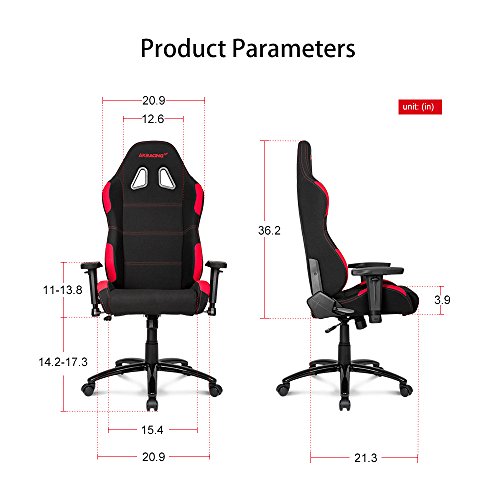 AKRacing K-7 Series Premium Gaming Chair with High Backrest, Recliner, Swivel, Tilt, Rocker and Seat Height Adjustment Mechanisms with 5/10 warranty (Red)