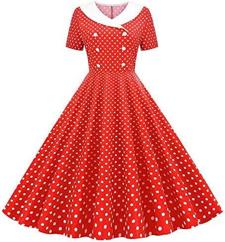 Amazon Sooger 4色 半袖ドットプリント 復古 ヘップバーン ワンピースを大盛りする レディース パーティードレス イズ フォーマル ラウンドネック 春夏秋 レトロワンピース パーティードレス ウィンテージ キャップ袖 フレア ロカビリー レ ワンピース チュニック 通販