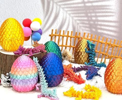 Uniiking® 3D Printed Dragon Eggs with Dragon Inside, 3D Printing Toys for Kids & Adults, Unique Desktop Decoration & Collectible(4 Pack, B)