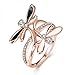 LuckyWeng New Exquisite Fashion Jewelry Rose Gold Dragonfly Diamond Zircon Ring primary