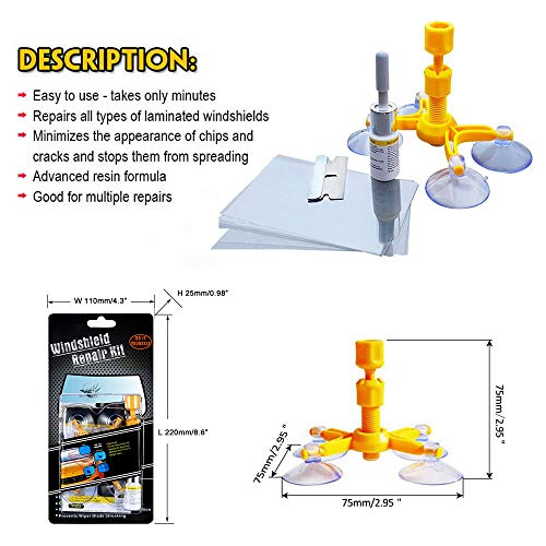 Manelord Car Windshield Repair Kit, Do it Yourself Windshield Repair Kit with Windshield Repair Resin for Repairing Auto Glass Windshield Crack Chips, Bulls-Eye, Spider Web, Star-Shaped, Half-Moon