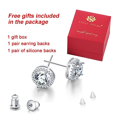 18K Platinum-Plated Cluster Round Cut Stud Earrings (1.66cttw)