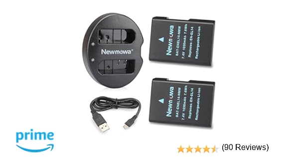 Newmowa EN-EL14 EN-EL14a Batería de repuesto (2-Pack) y Kit de ...