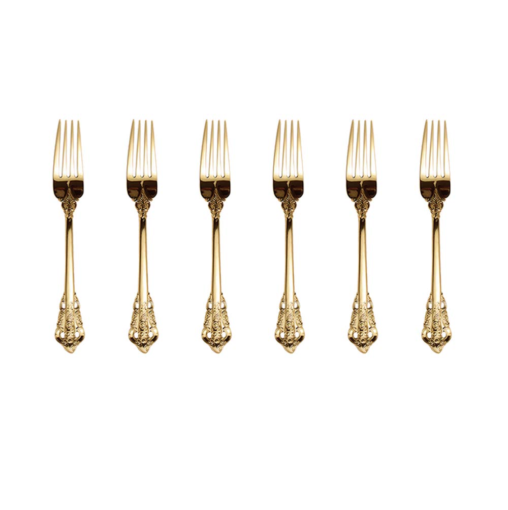ZFQ 6-Piece 18/10 Stainless Steel Tea Fork Cake Fork Appetizer Dessert Forks, Small Size 5.98 Inches, Mirror Polishing, Dishwasher Safety, Golden Color