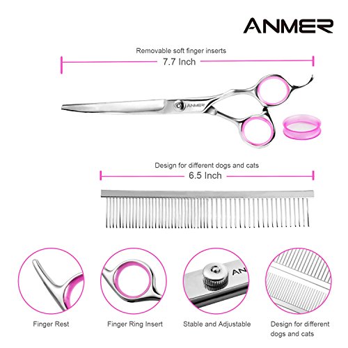 ANMER-Pet-Grooming-Scissors-Kits4-pairs-For-Body-Face-Ear-Nose-Paw-for-Small-Medium-Large-Dogs-and-Cats-Sharp-and-Strong-Stainless-Steel-Blade-without-Harmful-to-Dogs-and-Cats