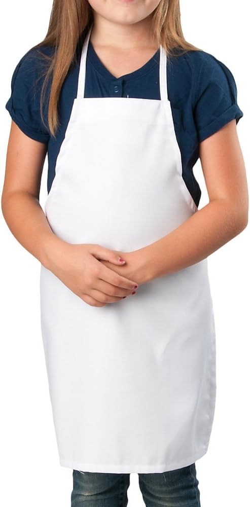 6 Pack -White Kids Apron, Medium Bib: Home & Kitchen
