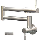 Besdor Pot Filler Faucet Brushed Nickel, Wall Mount Folding Kitchen Faucet with Double Joint Swing Arms, Single Hole 2 Handles, 304 Stainless Steel