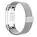 AK for Fitbit Charge 2 Bands, Adjustable Milanese Stainless Steel Metal Band Strap with Magnetic Closure Clasp for Fit bit Charge 2 HR Fitness Tracker (Silver, Small)