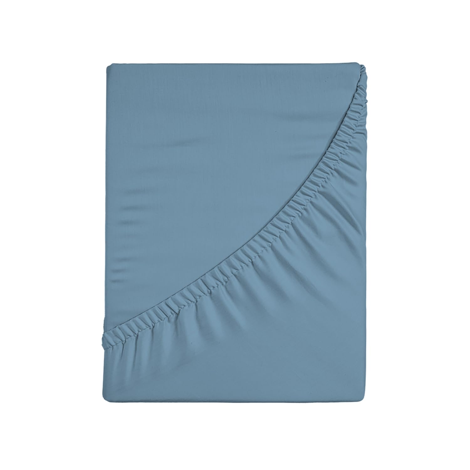 Fitted Bottom Sheet for Double Bed, Plain Dyed Fitted Bottom Sheet, 4 Sides, 100% Cotton Jersey, 170/180 x 190/200 cm, Avio