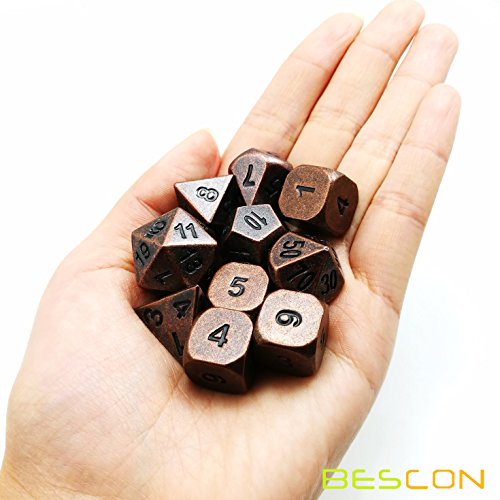 image for BESCON DICE Bescon 10pcs Set Antique Copper Solid Metal Polyhedral D&D