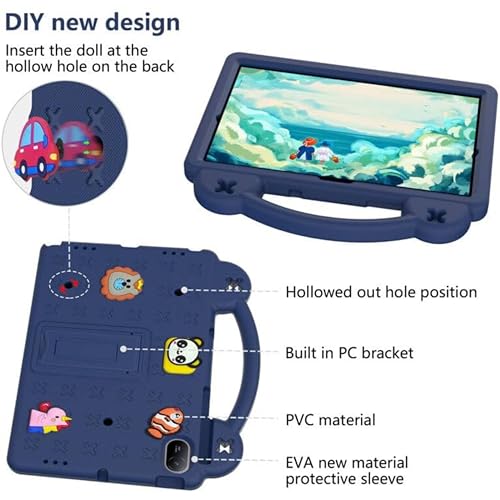 Vurtboly Kids Case Compatible with Huawei MatePad SE 11" 2024, Cute Full-Body Protective Cover with Handle Stand, Lightweight Shockproof with Shoulder Strap Kickstand for Huawei MatePad SE 11" (Blue)