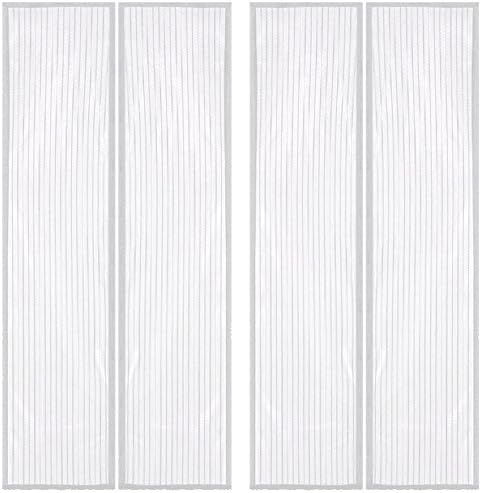 2x White Hands-Free Auto Mesh Door Screen Net Magnets Anti Fly Insect No Box