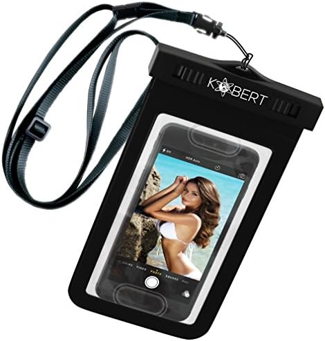 Kobert Waterproof Cell Phone Case (Deluxe Navy) Dry Bag Pouch for Apple Touch ID iPhone 8 X 7 Plus 7 6s 6s Plus, Samsung Galaxy s7 s7 Edge s6 s6 Edge, Any Phone up to 6 inches - Adjustable Lanyard
