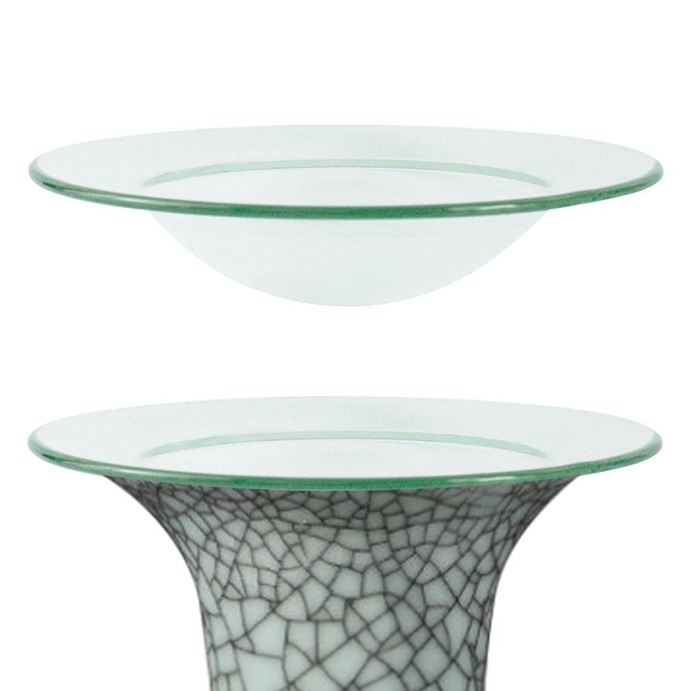 AFASOES 2 Pcs Replacement Oil Warmer Dish, Wax Burner Glass Dish Glass Oil Burner Dish Spare Dish Bowls Wax Melt Warmer Bowl Plate Lid Tray for Aroma Therapy Lamp Electric Lamps and Warmers, 12cm