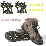 Gpeng Ice Grips Traction Cleats Ice Cleats Snow Grips Snow Cleats for Men and Women (2 Sets +10 Extra Replacement Studs) (Small)
