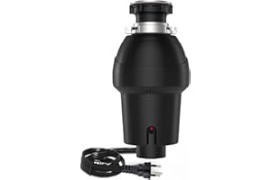 HOMFAN Garbage Disposal with Air Switch, 3/4 HP, 4-Stage Grinding, 3500 RPM, Quiet Kitchen Food Waste Disposer, ABS & Stainless Steel, Matte Black, Compact Fit, Home Kitchen Solution