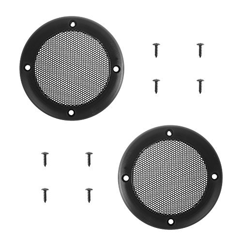 BCP 2pcs Screw Hole C to C 3-1/2inches Black Color Mesh Speaker Decorative Circle Subwoofer Grill Cover Guard Protector, Screw is Included