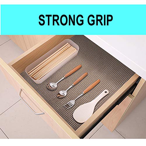 YINENN Shelf and Drawer Liner 12 Inch x 20 Feet, Non-Adhesive and Slip-Resistant, Durable and Strong for Drawers, Shelves, Cabinets, Storage, Kitchen,Tableware and Desks- Taupe