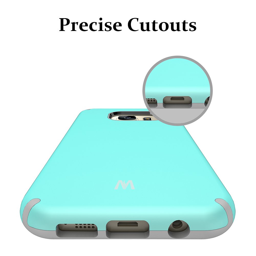 S7 Edge Case, Galaxy S7 Edge Case, MagicSky Slim Corner Protection Shock Absorption Hybrid Dual Layer Armor Defender Protective Case Cover for Samsung Galaxy S7 Edge (Cyan)