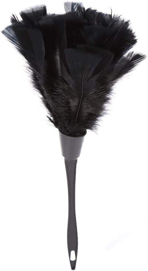 Feather Duster - Soft Turkey Feather Duster Brush with Black Handle, Home Furniture, Car Cleaning Tools (Color : Black)