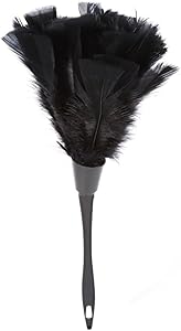 Feather Duster - Soft Turkey Feather Duster Brush with Black Handle, Home Furniture, Car Cleaning Tools (Color : Black)