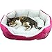 Round Dog Cat Beds Mattress Washable Pads Room, Soft Durable Plush Faux Fur Sleeping Pet Fleece Bed Mat for Small Doggy Kitten Puppy, with Anti-Slip Waterproof Bottom (Pink)