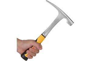 Acrux7 Brick Hammer 35 oz 12 Inch Masonry With Skid Handle - Geology Pick 2.2lb - Premium Carbon Steel, Pointed Tip, Strong Impact Resistance