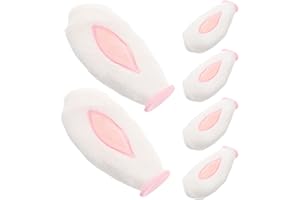 HYTROVE 6pcs White Plush Bunny Ears Helmet Decorations for Motorbike Scooter Ski Helmets Soft Furry