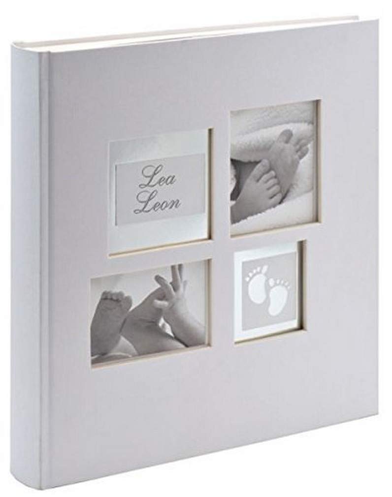 walther design Photo Album Grey 28 x 30,5 cm Baby Album with Cover Punching and Embossing, Baby Little Foot UK-172