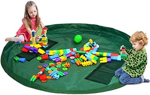 Everfunny Children's Play Mat and Toys Storage Bag - 60inch Kids Playbag Toys Organizer Quick Pouch. Great for Storing Small and Medium Size Toy, Portable, Sturdy (Large, Dark Green)
