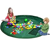 Everfunny Children's Play Mat and Toys Storage Bag - 60inch Kids Playbag Toys Organizer Quick Pouch. Great for Storing Small and Medium Size Toy, Portable, Sturdy (Large, Dark Green)