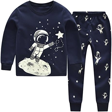 CNBABY Little Boys Sleepwears Set Pajamas Glow-In-The-Dark 100% Cotton Clothes Toddler Kid