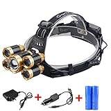 Super Bright 5 LED 8000 Lumens Headlamp Rechargeable Zoomable Waterproof Head torch Headlight for Outdoor Hiking Camping Hunting Fishing