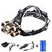 LED Headlamp Flashlight Rechargeable Waterproof 4 Modes 5 LEDs Headlight for Camping Climbing Cycling Running with 2 18650 Batteries