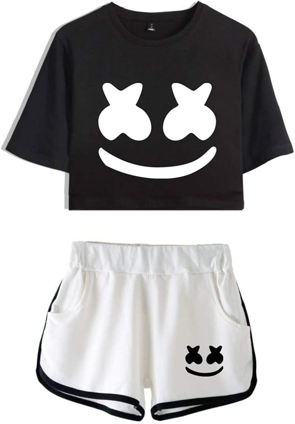 SIMYJOY DJ Cara Sonriente Conjunto de Ropa y pantalón Corto de Traje de Camiseta: Amazon.es: Ropa y accesorios