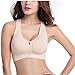 Women's Zip Front Sports Bra Wireless High Impact Active Yoga Sports Bras Flesh L