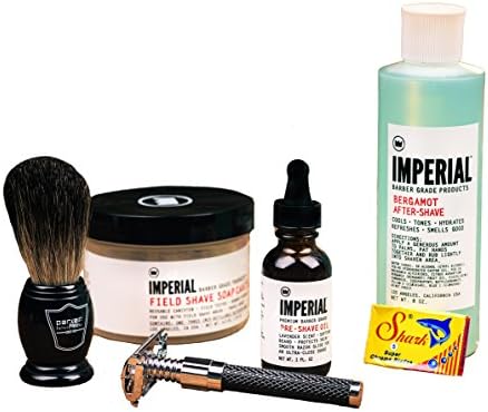 Men's Safety Razor Gift Set (6 Piece Kit) - Safety Razor Shaving Kit - Great Gift For Men - Groomsman Gift