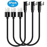aceyoon 90 Degree Type C Cable 1ft Braided Fast Charge 3Pack Short Right Angle USB C Charger Cord 1 ft L Shaped USBC Charging Data Cable Compatible for S8, S9, Mate 20 Pro